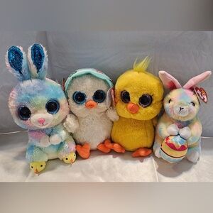 Set of 4 TY Beanies Spring Themed Plush